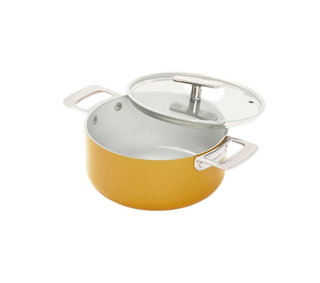 Ember Mini Dutch Oven 20cm with Glass Lid Benares Gold Stainless Steel Handle