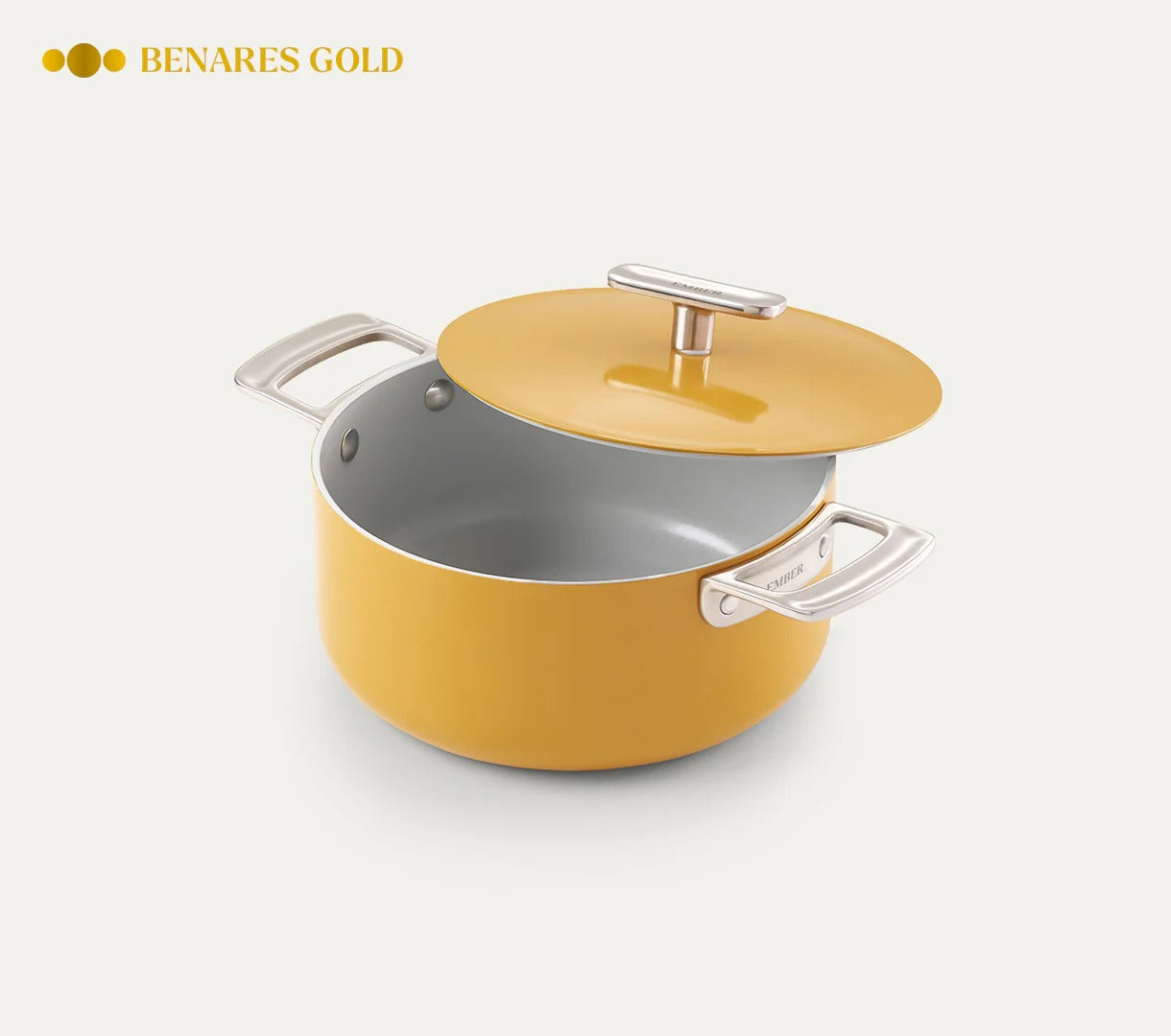 Ember Mini Dutch Oven 20cm Benares Gold Stainless Steel Handle Ceramic Non-Stick