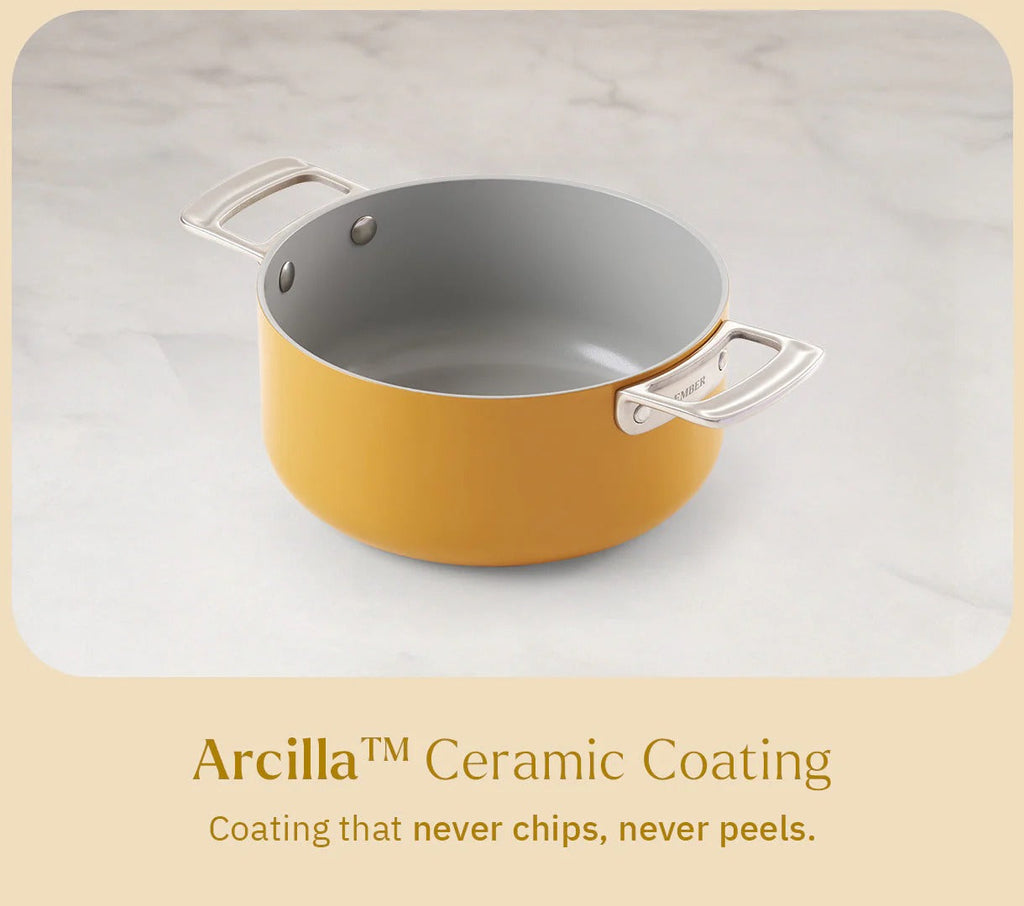 Ember Mini Dutch Oven 20cm Benares Gold Stainless Steel Handle Ceramic Non-Stick