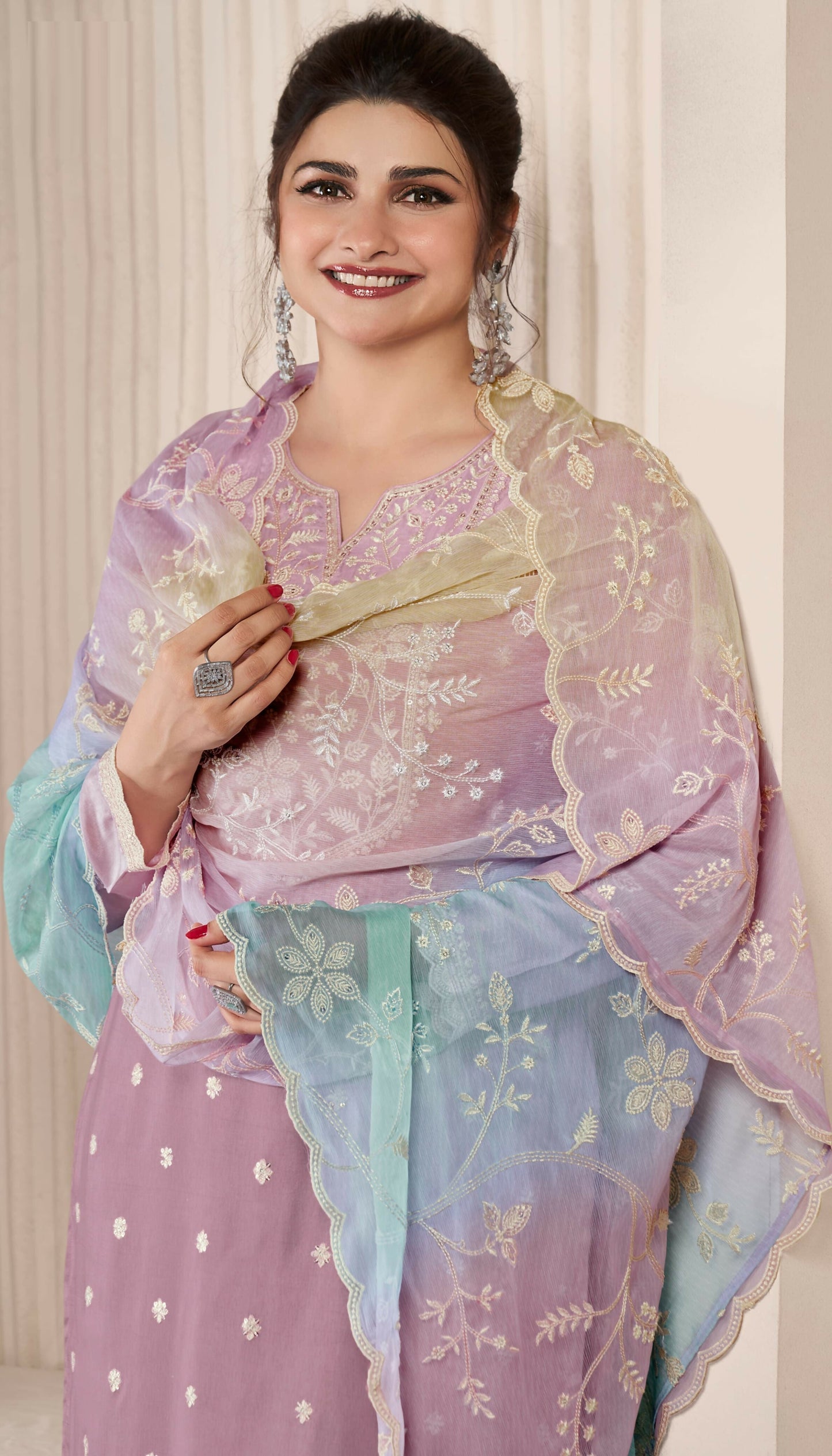 Anaita Lavender Embroidered Silk Stitched Salwar suit