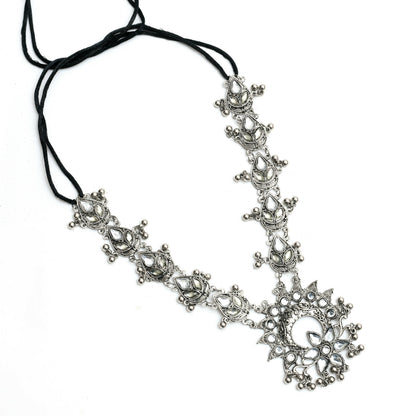 Mominos Fashion Johar Kamal Women Silver-Plated Brass Finish Rani Haar Statement Necklace