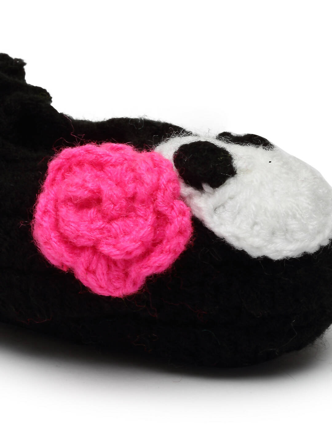 Chutput Kids Woollen Hand Knitted Cartoon Face Detailed Booties - Black
