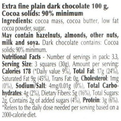 Lindt Excellence 90% Cocoa Dark Supreme Chocolate