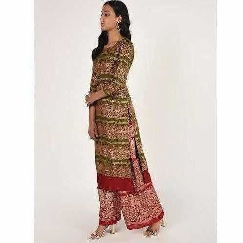 Cheera Women's Beautiful Gold Print Straight Kurta (CH068K)