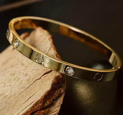 Jewel City Stainless Steel Gold-Plated Kada For Office Wear
