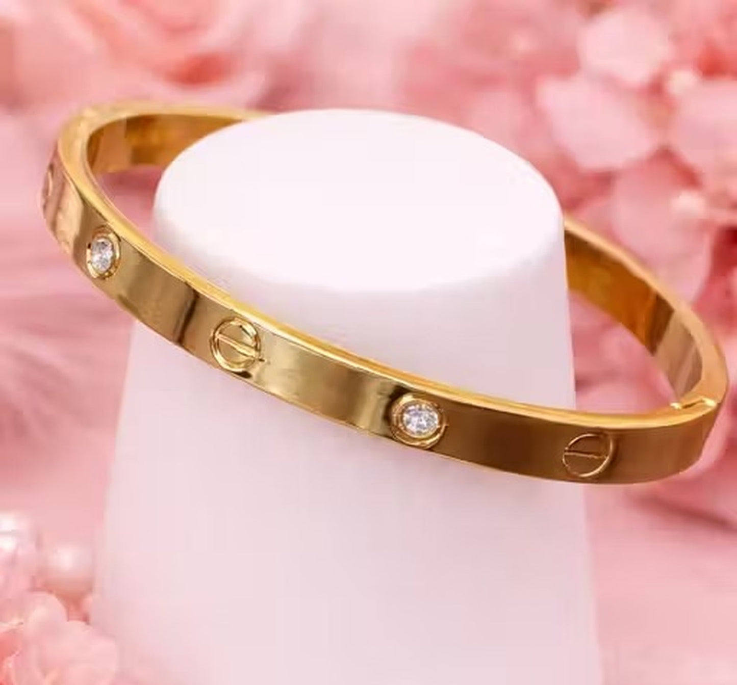Jewel City Stainless Steel Gold-Plated Kada For Office Wear