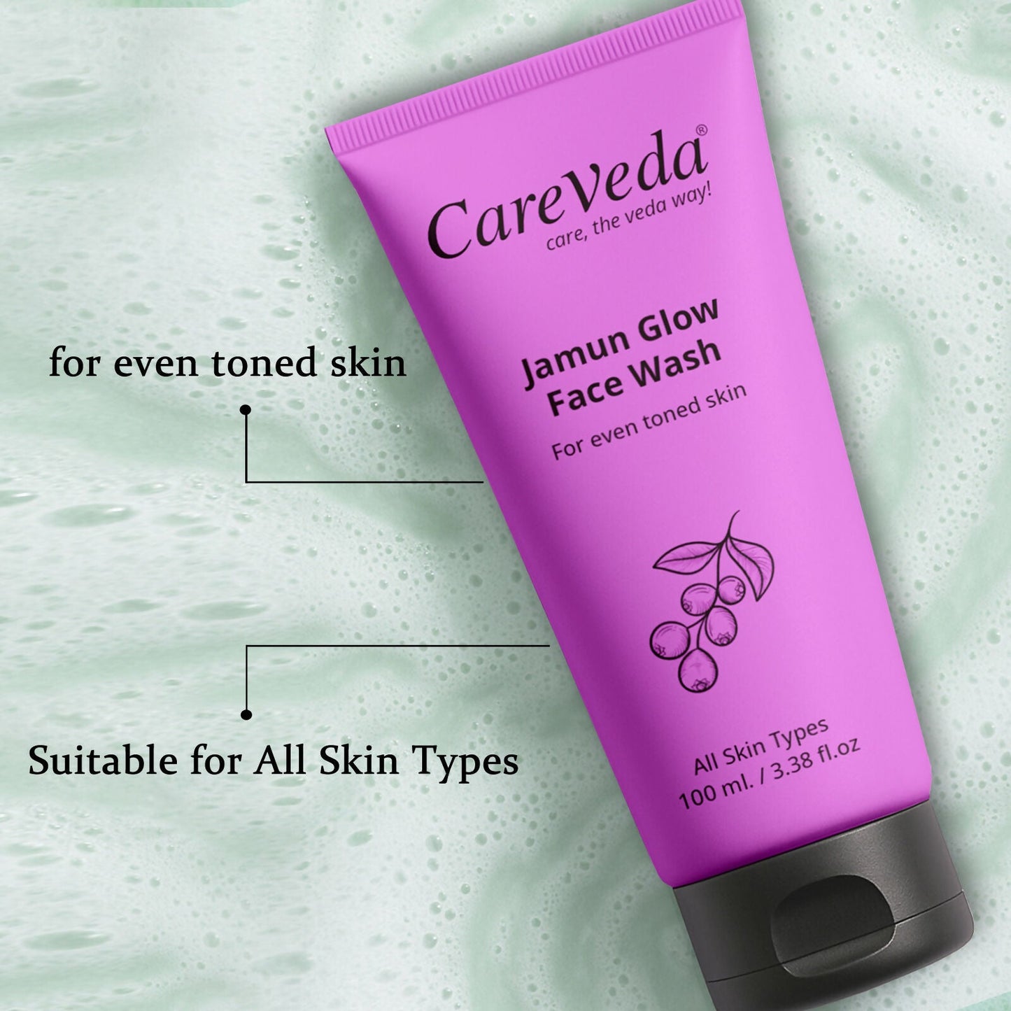 CareVeda Jamun Glow Face Wash For Even Toned Skin Suitable For All Skin Types