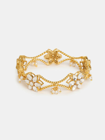 Ruby Raang 22k Gold Polished Kundan Bracelet