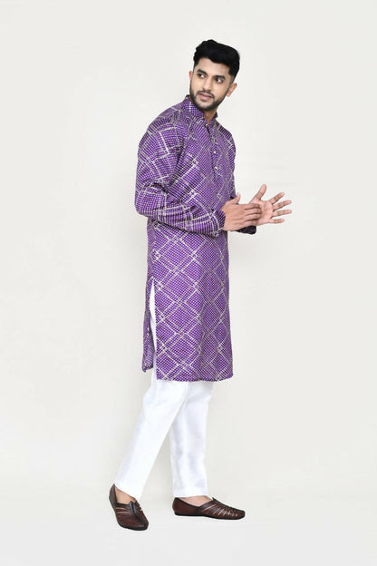 Joban Fashion Purple Colored Silk With Sequence Work Fabric Kurta With Straight Fit Pant