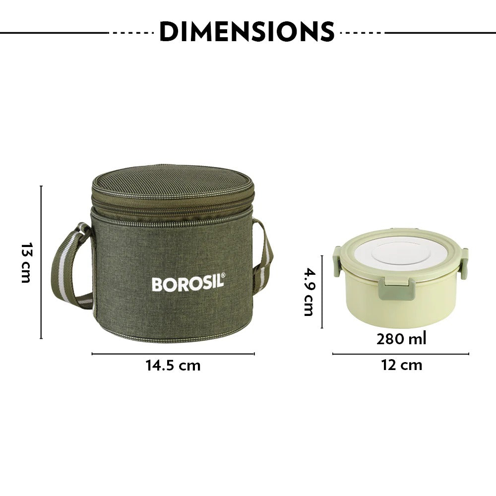 Borosil Glory Green Lunchbox Set of 2 Tall