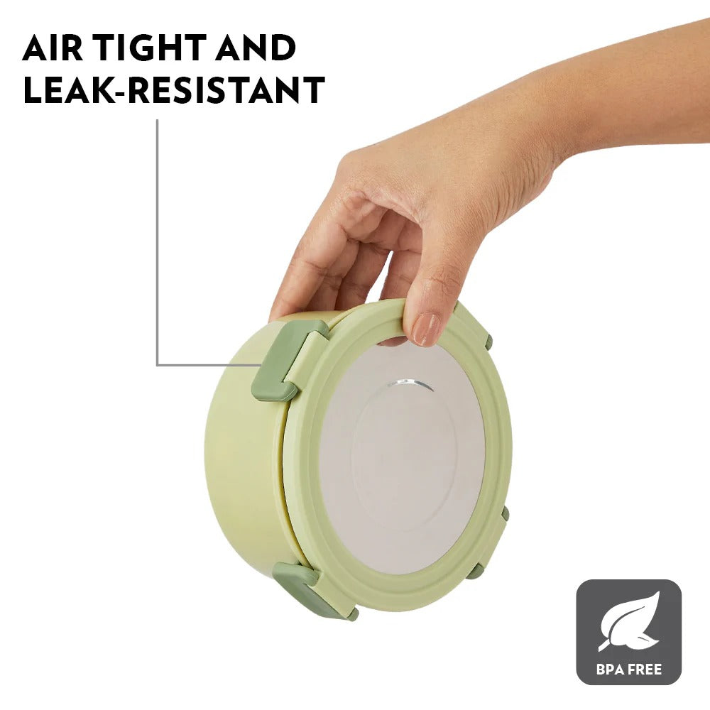 Borosil Glory Green Lunchbox Set of 2 Tall