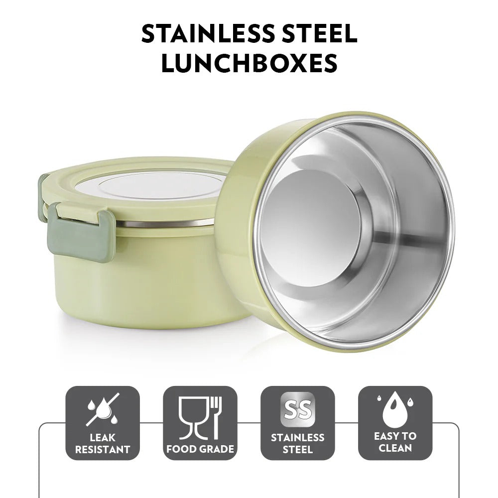 Borosil Glory Green Lunchbox Set of 2 Tall