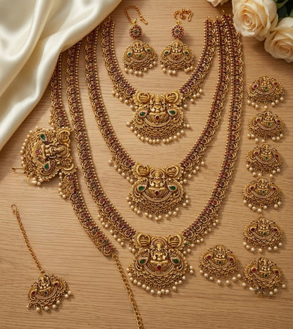 Jewel City Gold Traditional South Indian Temple Jewelry Set