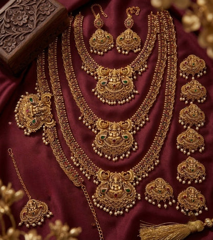 Jewel City Gold Traditional South Indian Temple Jewelry Set