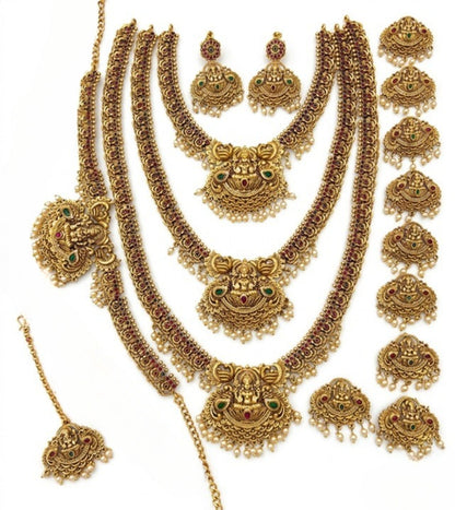 Jewel City Gold Traditional South Indian Temple Jewelry Set
