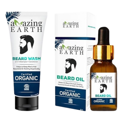 Amazing Earth Certified Organic Beard Oil and Beard Wash