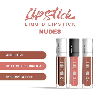Love Earth Liquid Mousse Matte Lipstick - Nudes