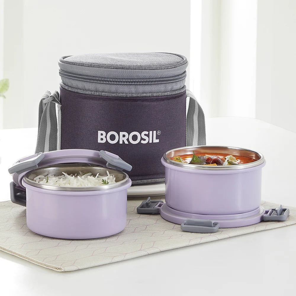 Borosil Glory Green Lunchbox Set of 2 Tall