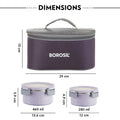 Borosil Glory Lavender Lunchbox Set of 4