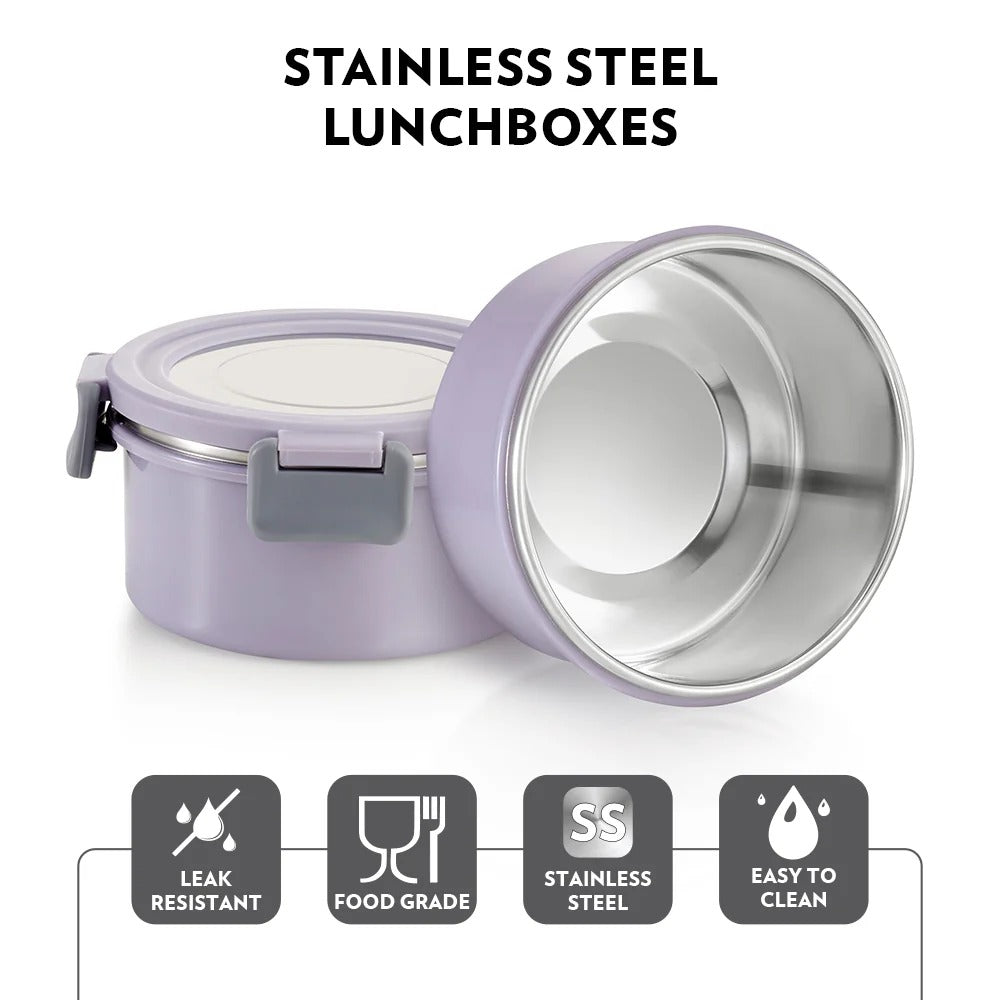 Borosil Glory Lavender Lunchbox Set of 4