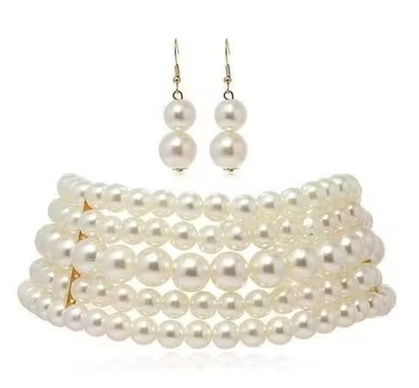 Jewel City White Multi-Strand Pearl Choker Necklace | Elegant Layered Pearl Statement Jewelry