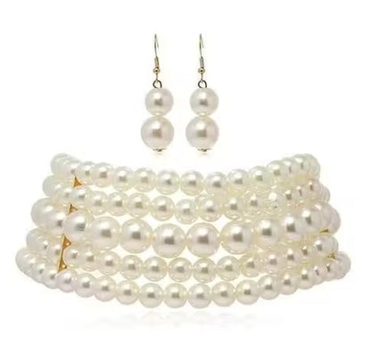 Jewel City White Multi-Strand Pearl Choker Necklace | Elegant Layered Pearl Statement Jewelry