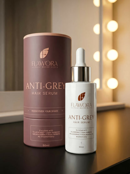 Flawora Set of Anti-Grey Hair Serum and Golden Glow Face Serum