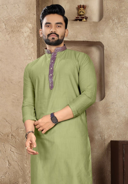 Anaita Green Linen Silk Straight Kurta