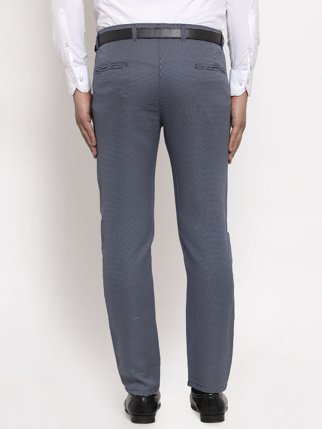 Jainish Men's Navy Cotton Polka Dots Formal Trousers ( GP 257Navy-Blue )