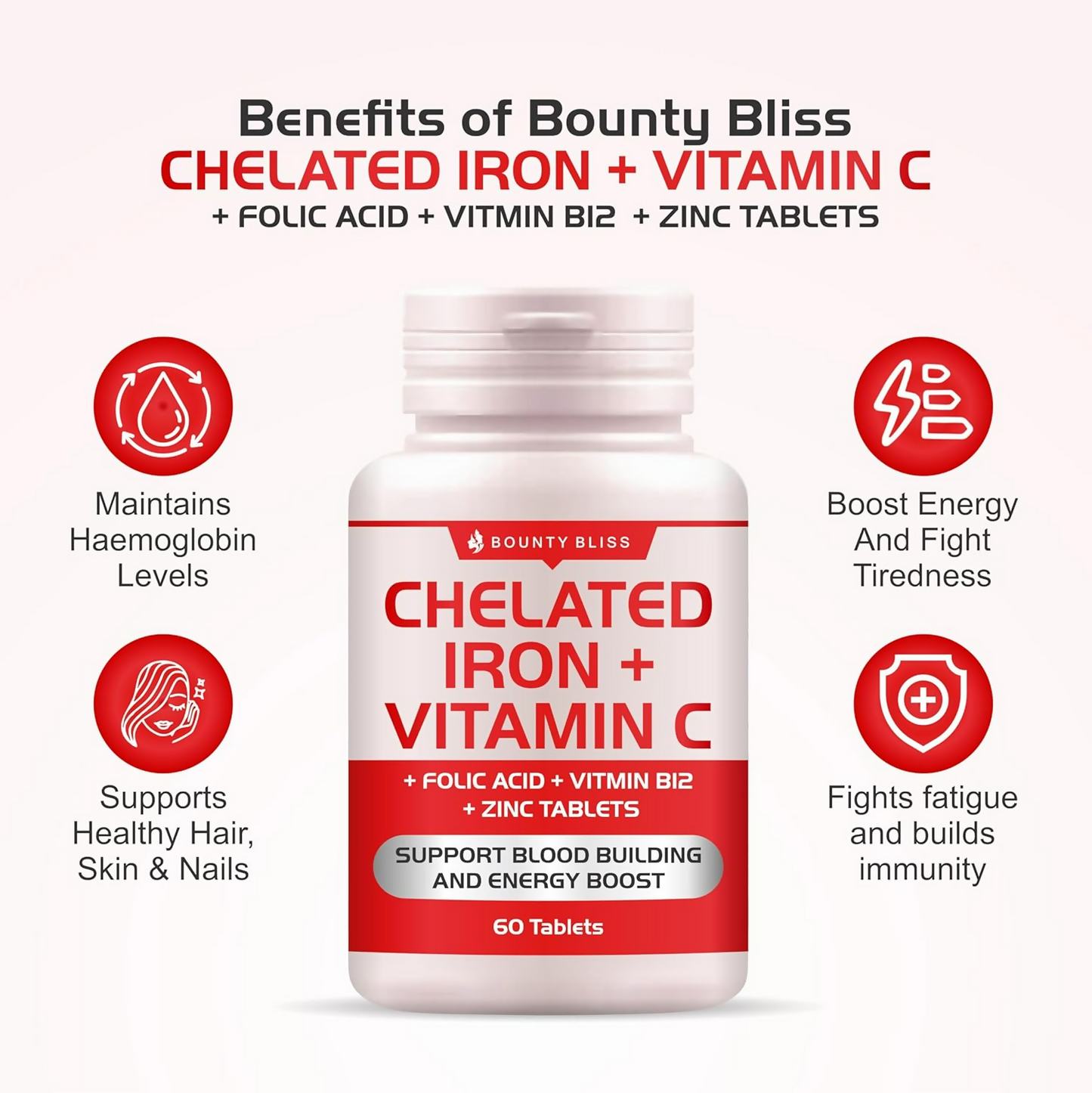 Bounty Bliss Iron Folic Acid Supplement - Vital Support for Energy and Wellness