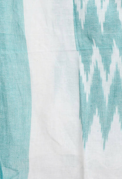 Mominos Fashion Moeza Women's Handloom Cotton Ikkat Sea Green Dupatta