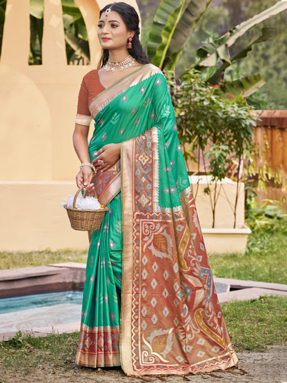 Anaita Olive Silk Saree With Blouse Piece
