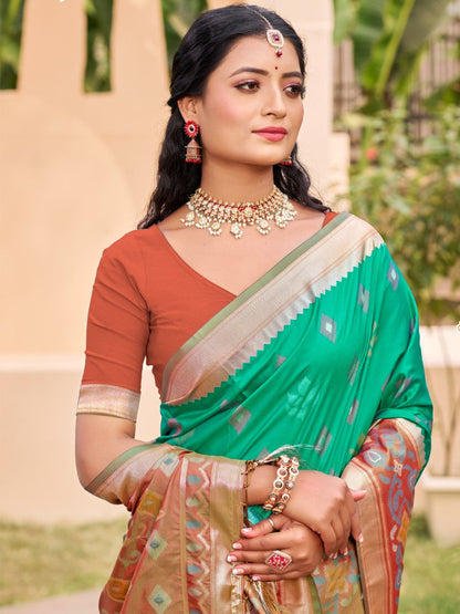 Anaita Olive Silk Saree With Blouse Piece