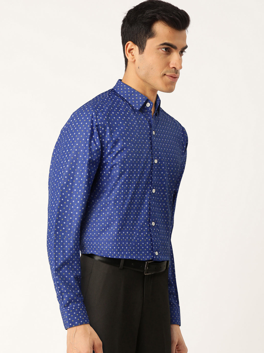 Jainish Blue Men's Cotton Printed Formal Shirts ( SF 716Blue )