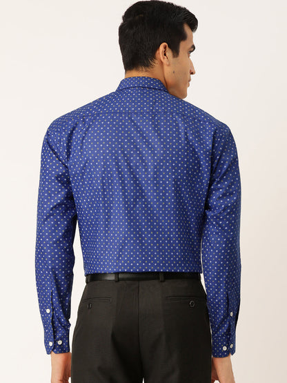 Jainish Blue Men's Cotton Printed Formal Shirts ( SF 716Blue )