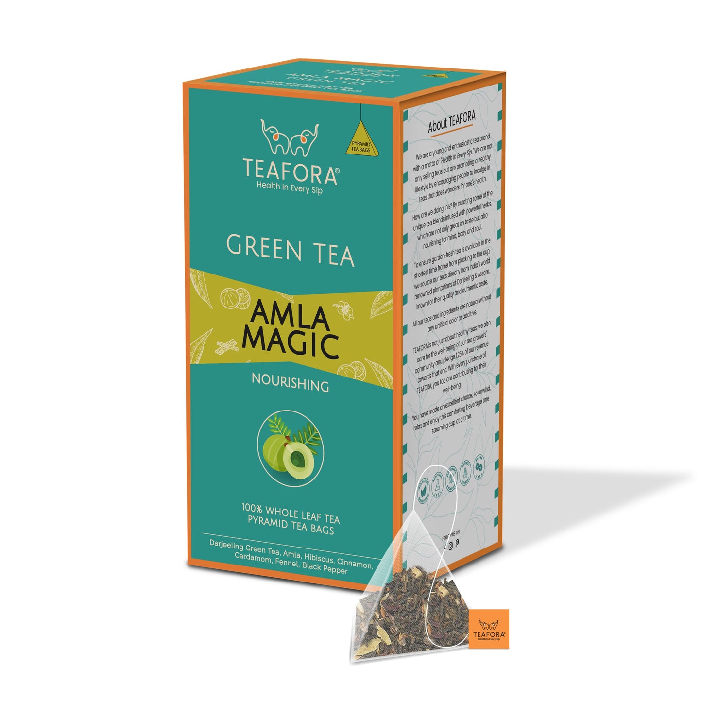 TEAFORA Amla Magic Green Tea | 20 Count Pyramid Tea Bags