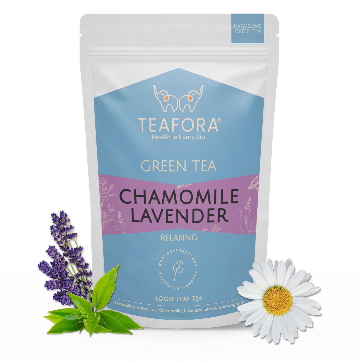 TEAFORA Chamomile Lavender Green Tea | Loose Leaf Tea | Calming & Relaxing Chamomile Sleep Tea | Bedtime Tea | 100% NATURAL | Brew Hot or Iced Tea