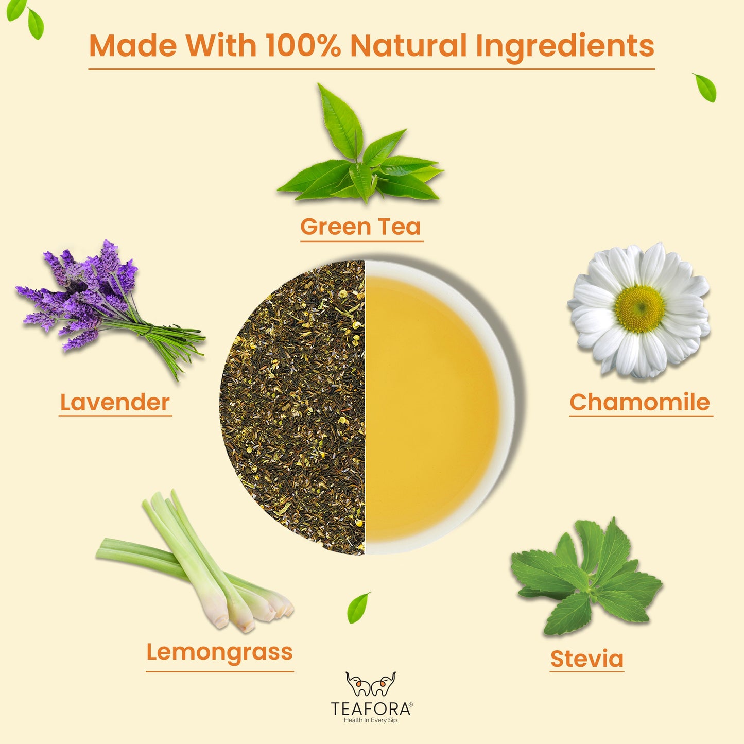TEAFORA Chamomile Lavender Green Tea | Loose Leaf Tea | Calming & Relaxing Chamomile Sleep Tea | Bedtime Tea | 100% NATURAL | Brew Hot or Iced Tea
