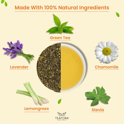 TEAFORA Chamomile Lavender Green Tea | Loose Leaf Tea | Calming & Relaxing Chamomile Sleep Tea | Bedtime Tea | 100% NATURAL | Brew Hot or Iced Tea