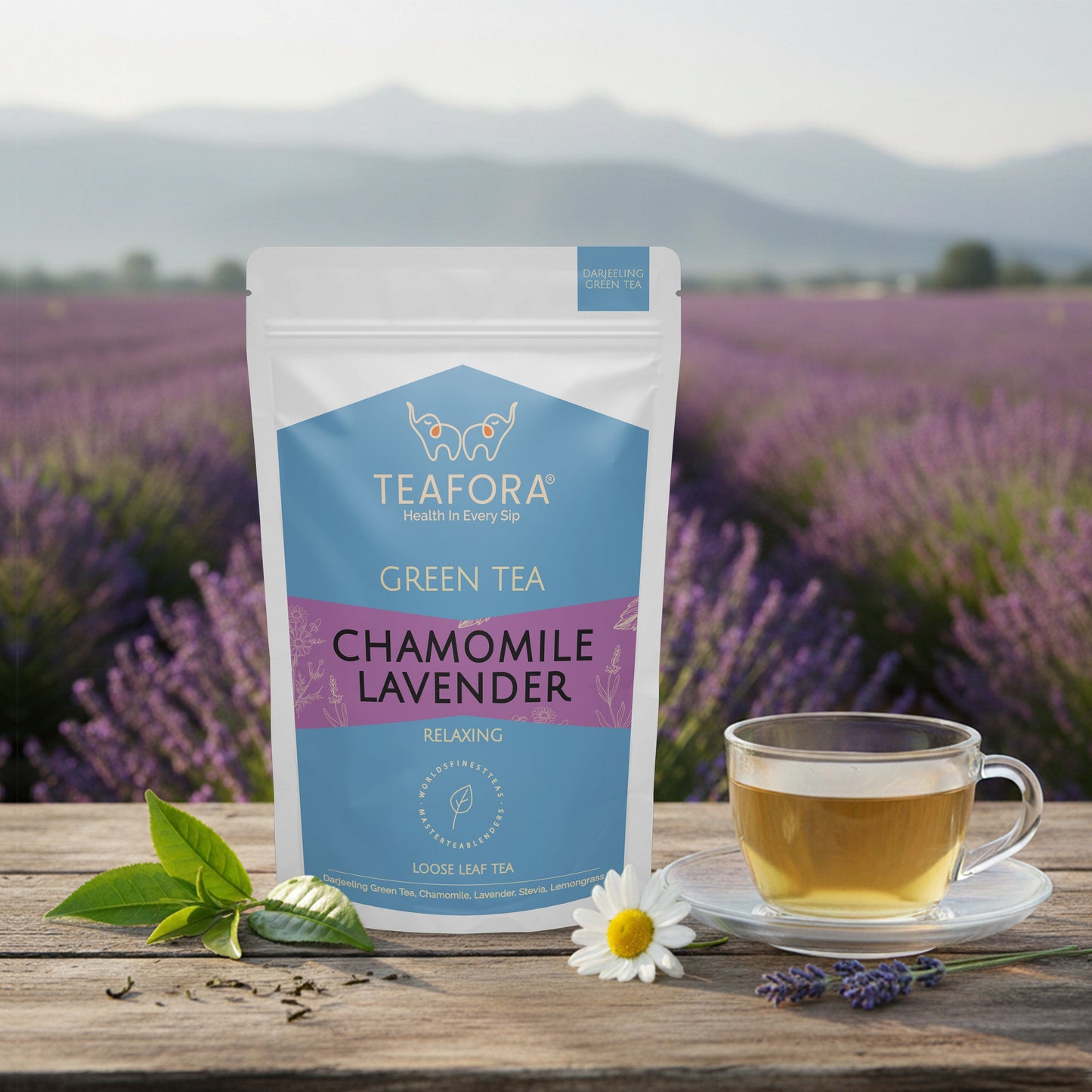 TEAFORA Chamomile Lavender Green Tea | Loose Leaf Tea | Calming & Relaxing Chamomile Sleep Tea | Bedtime Tea | 100% NATURAL | Brew Hot or Iced Tea