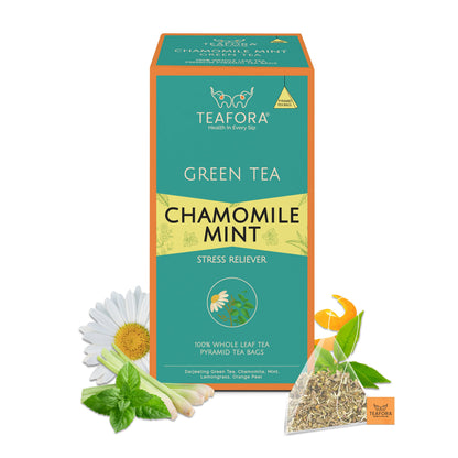 TEAFORA Chamomile Mint Green Tea | 20 Count Pyramid Tea Bags