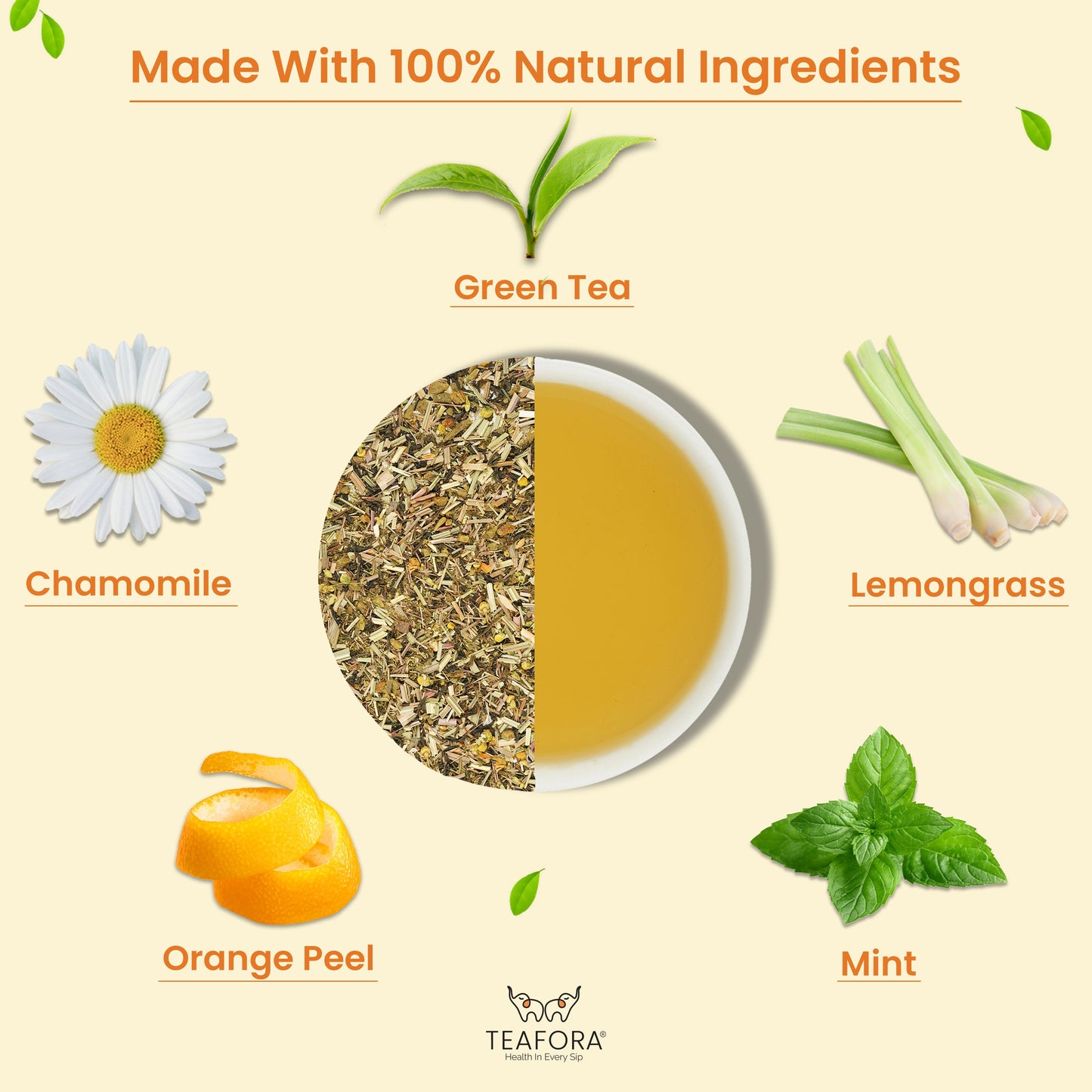 TEAFORA Chamomile Mint Green Tea | Darjeeling Loose Leaf Tea | Natural Sleep Tea with Calming & Relaxing Properties | 50 Cups Hot or Iced Tea