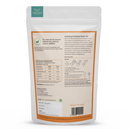 TEAFORA Darjeeling Himalayan Green Tea | Loose Leaf Tea | Relaxing & Stress Relief Tea | Immune Support | Brew Hot or as an Iced Tea