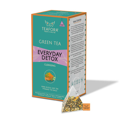 TEAFORA Everyday Detox Green Tea Bags | 20 Count Pyramid Tea Bags