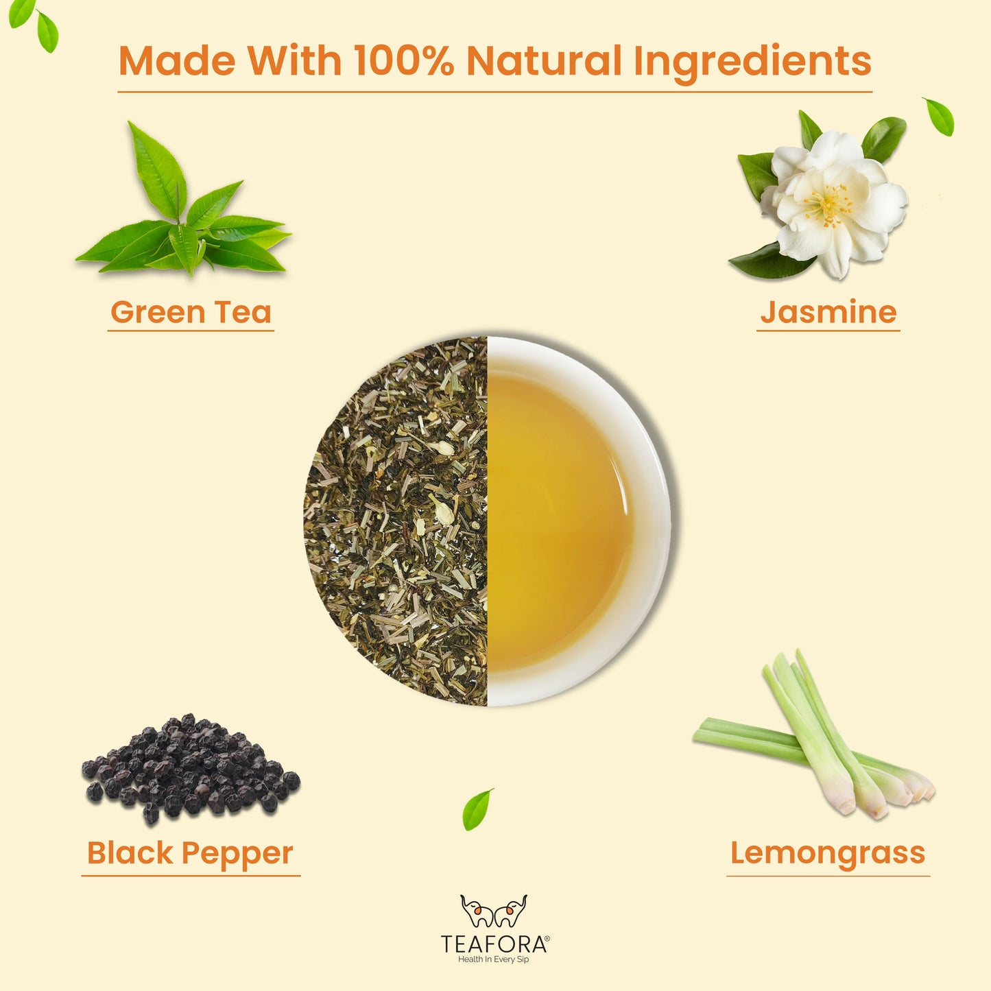 TEAFORA Jasmine Delight Green Tea | Darjeeling Loose Leaf Tea with All Powerful Antioxidants | Supports Immunity |Calming, Relaxing & Bedtime Tea | 50 Cups Hot or Iced Tea