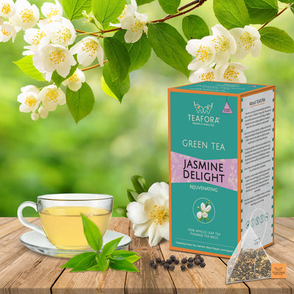 TEAFORA Jasmine Delight Green Tea | 20 Count Pyramid Tea Bags