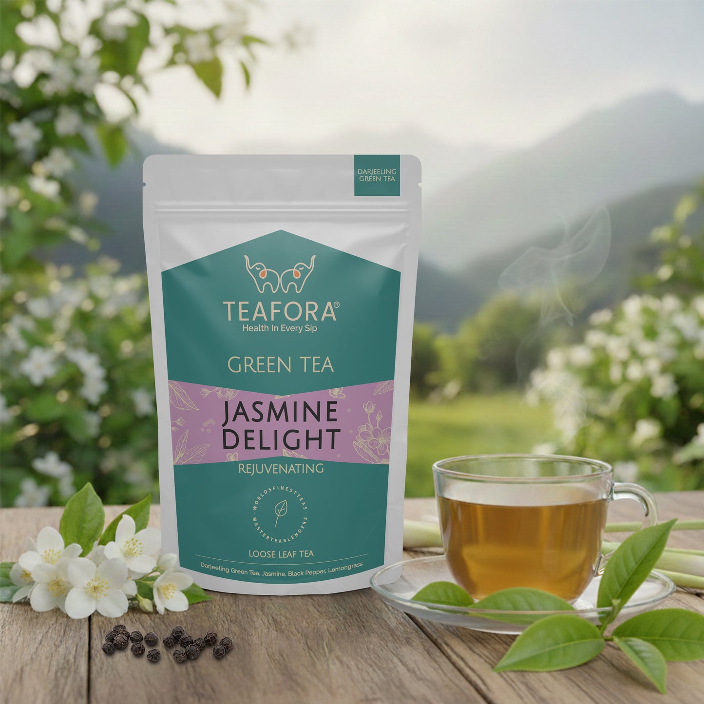 TEAFORA Jasmine Delight Green Tea | Darjeeling Loose Leaf Tea with All Powerful Antioxidants | Supports Immunity |Calming, Relaxing & Bedtime Tea | 50 Cups Hot or Iced Tea