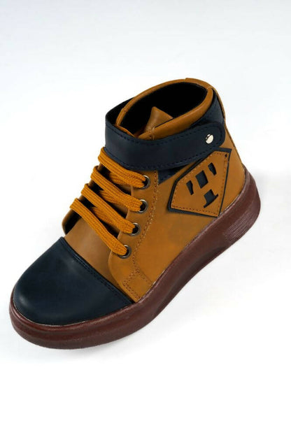 Tiny Bugs Boys Party Wear Mid Top Boots - Tan