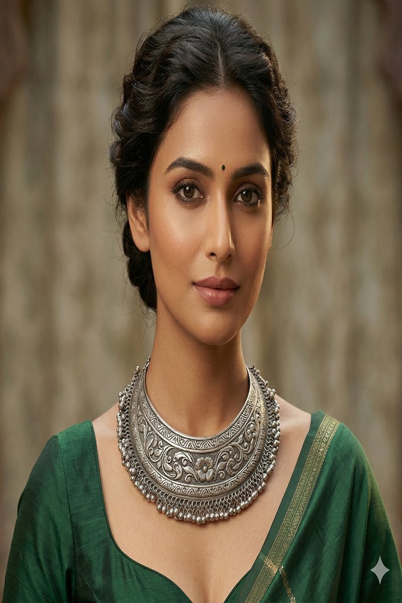 Vastrabhushan Handmade Oxidized Silver Tone Ghungroo Choker|Boho Tribal Necklace