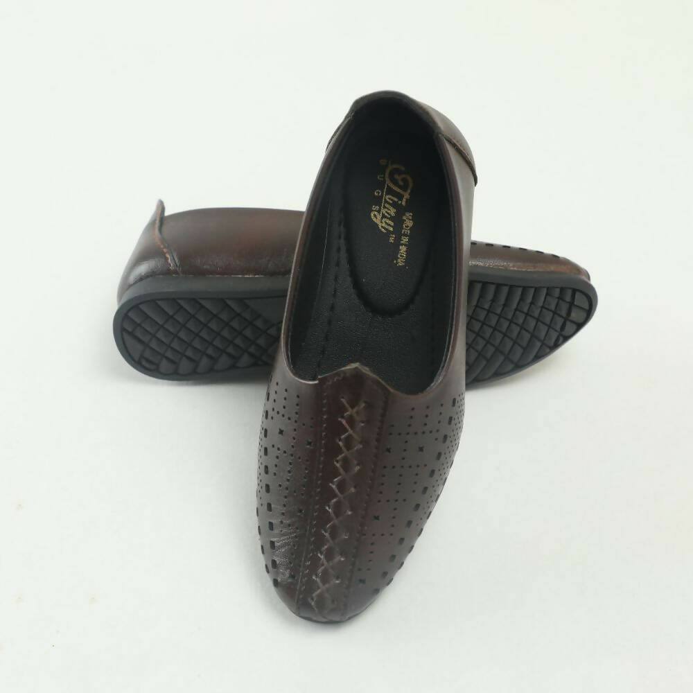 Tiny Bugs Boys Party & Ethnic Wear Mojari - Dark Brown